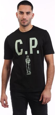 C.P. Company Mens C.P. Company Mercerized 30/2 Jersey Twisted Logo T-Shirt in Black
