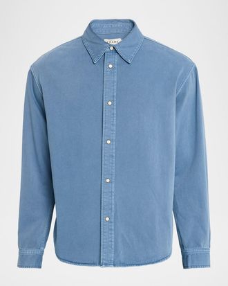 Frame Denim Mens Cotton Point Collar Snap-Front Shirt