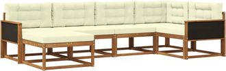 vidaXL Conjunto De Sof&aacute;s De Exterior 6 Uds. Natural Y Crema Vidaxl