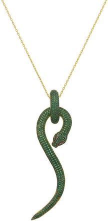 Latelita London Anaconda Snake Pendant Necklace Gold Emerald