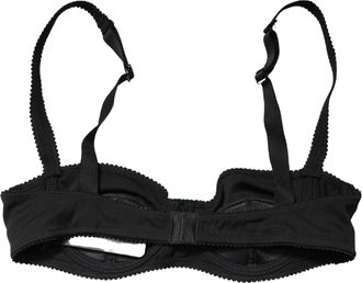 Dolce & Gabbana Black Semi-Pad Underwire Balconette Bra Underwear Elastane Silk Clothing
