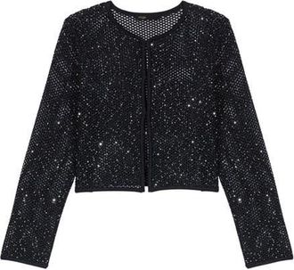Maje Rhinestone knit cardigan in Black at Nordstrom, Size X-Small