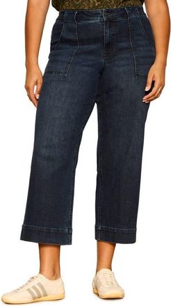 Sanctuary Insider High Waist Cropped Straight Leg Jeans in Over The Moon Blue at Nordstrom, Size 22W