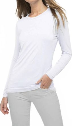 Kinross Cashmere Long Sleeve Bamboo Crew Tee In Bianco