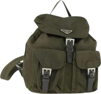 Prada Pre-owned Backpacks, female, Green, Size: ONE SIZE Pre-owned Vintage Nylon Backpack