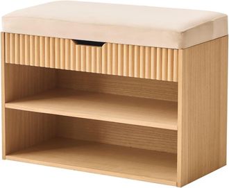 Nordlys Zapatero en madera y terciopelo beige