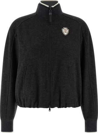 Brunello Cucinelli Hoodies & sweatvesten, Dames, Grijs, S, Cashmere M&eacute;lange Sweatshirt