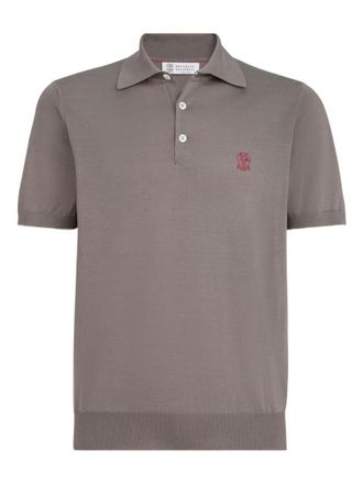 Brunello Cucinelli Grey Logo Shirt Collar Polo