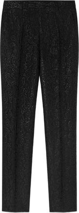Versace Mens Jacquard Leopard Trousers Black Viscose