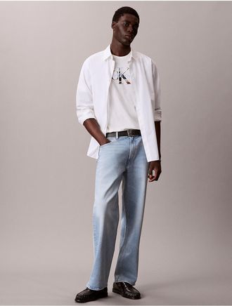 Calvin Klein Jeans Calvin Klein Mens Photo Monologo Graphic Classic T-Shirt - White/Natural - 2XL