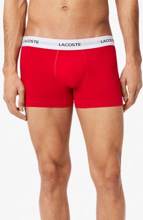 Lacoste Core Essentials Assorted 3-Pack Stretch Cotton Boxer Briefs in Law Navy Blue/White-Red at Nordstrom, Size Xx-Large