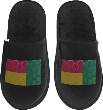 Generic Fluffy Cotton Slipper Flag Of Benin Fluffy Slipper Comfortable Home Slippers for Winter Travel Hotels L