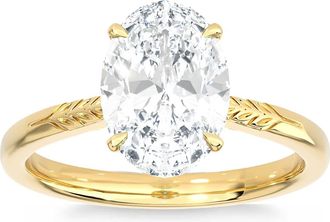 Pompeii3 Certified 2 1/2Ct Oval Solitaire Diamond Engagement Ring in 14k Gold Lab Grown