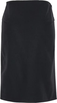 Versace Midi Rok met Zijsplit - Dames - Midirokken - Zwart - M - Wol - Rokken