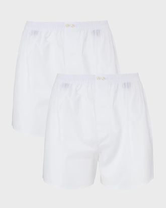 Neiman Marcus Men & apos;s 2-Pack Tagless Cotton Boxers, White