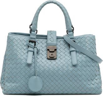 Bottega Veneta Pre-owned Womens Roma Tote Bag Woven Leather - Light Blue - One Size