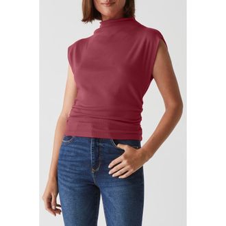 Michael Stars Amara Ruched Cowl Neck Rib T-Shirt in Carmine at Nordstrom, Size X-Small