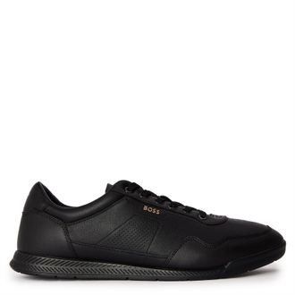 HUGO BOSS Mens Nitan Low Top Trainers in Black - Size UK 11