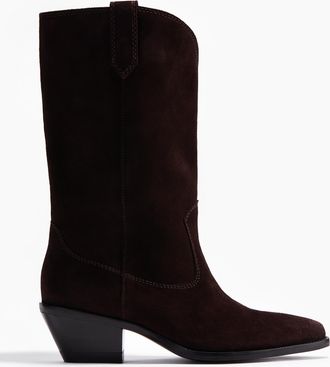 H&M Wadenhohe Cowboystiefel aus Veloursleder - Brown