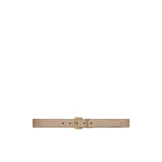 Saint Laurent Cassandre Belt with Square Buckle - female - Saint Laurent - Belts - Beige - 100 CM - Accessories