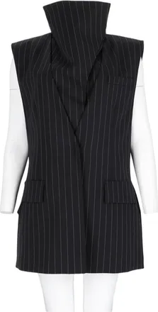 Sportmax Black Pinstripe Tailored Sleeveless Tank Top