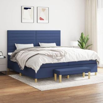 vidaXL Cama Box Spring Con Colch&oacute;n Tela Azul 200x200 Cm Vidaxl