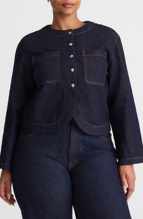 Madewell Collarless Denim Cutaway Jacket in Rinse Wash at Nordstrom Rack, Size Xx-Large
