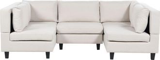 Beliani Modular U-Shape Sofa 5 Seater UNSTAD Fabric Light Beige
