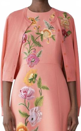 La Petite Robe Di Chiara Boni Floral Embroidered Cardigan In Coral