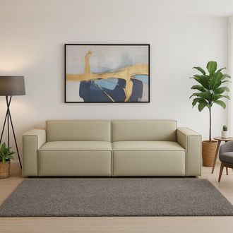 Dmora Sof&aacute; Fijo Dmelucc, Sof&aacute; Modular Lineal De 3 Plazas, 100% Made In Italy, Sof&aacute; De Sal&oacute;n Moderno En Tela., Cm 260x95h70, Beige - Dmora
