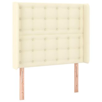 vidaXL Cabecero Con Orejas Cuero Sint&eacute;tico Color Crema 93x16x118/128cm Vidaxl