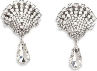 Alessandra Rich Womens Drop Earrings Crystal Silver Metal