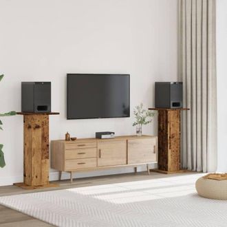 vidaXL Soportes Altavoces 2 Uds Madera Roble Envejecido 30x30x95 Cm Vidaxl