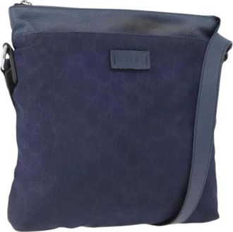Gucci Pre-owned Cross Body Bags, female, Blue, Size: ONE SIZE Pre-owned Nylon Shoulder Bag