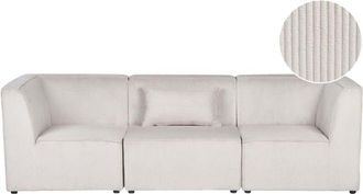 Beliani Modular 3 Seater Sofa Beige Corduroy Sectional Two Piece Sofa Modern Jumbo Cord Minimalistic Style LEMVIG