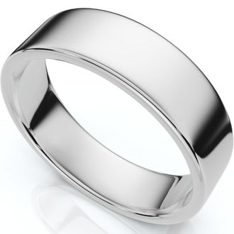 Pompeii3 Mens 6mm Flat 950 Platinum Comfort Wedding Band Ring Size Selectable