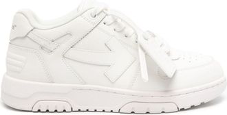 Off-white Monochromatic Leather Low-Top Sneakers with Distinctive Arrow Overlay