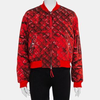 Moschino Couture Red Trompe-Loeil Printed Bomber Jacket