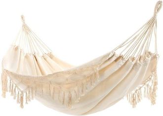 OEM Hamaca Bohemia De Macram&eacute; Color Crema De Tama&ntilde;o Doble Con Elegantes Borlas Y Tejido De Cola De Pez, 485 Lb, Incluye Cuerdas De Sujeci&oacute;n
