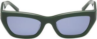 Abercrombie & Fitch 52mm Cat Eye Sunglasses in Shiny Dark Green /Smoke Lens at Nordstrom
