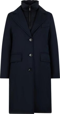 Moorer Elegante donkerblauwe jas met uniek design - Dames - Mantel - Blauw - XS - Polyester - Jassen