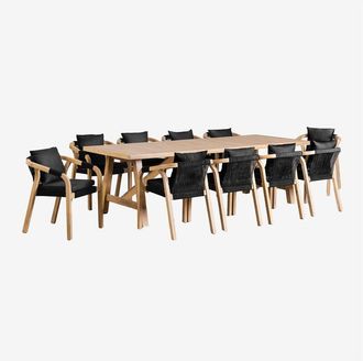 Sklum Sklum - Set De Mesa Rectangular (260x100 Cm) Y 10 Sillas De Comedor En Madera De Acacia Dubai