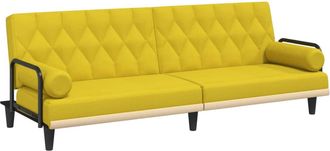 vidaXL Sof&aacute; Cama Con Reposabrazos Tela Amarillo Claro Vidaxl