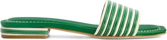 Bernardo Bernardo 1946 striped flat sandals - women - Calf Leather/Calf Suede/Calf Leather/Rubber - 9.5 - Green