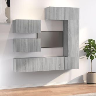 Berkfield Home 6 Piece TV Cabinet Set Grey Sonoma Engineered Wood