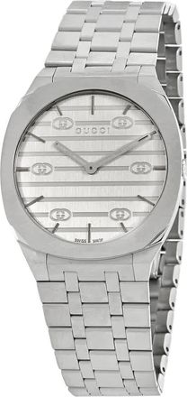 Gucci 25H Quartz Silver Dial Ladies Watch YA163402