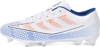 Generic Mens Anti-Slip Low-top Soccer Shoes - Breathable Lace-up Football Sneakers - Indoor Outdoor Training Soccer Shoes (White Blue,4.5)