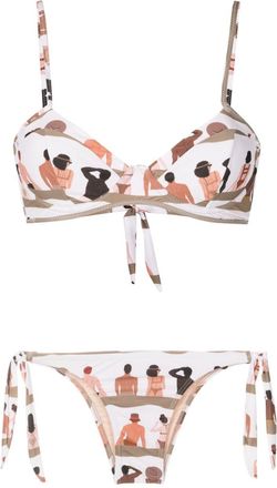 Amir Slama swimmer-print bikini - women - Polyamide/Elastane - GG - Neutrals