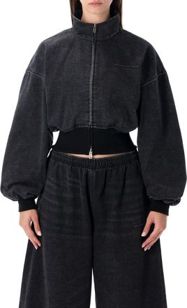 Alexander Wang Black Denim Funnel Neck Jacket