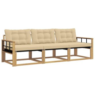 vidaXL Conjunto De Sof&aacute;s De Exterior Con Coj&iacute;n 3 Pcs Y Beige Vidaxl